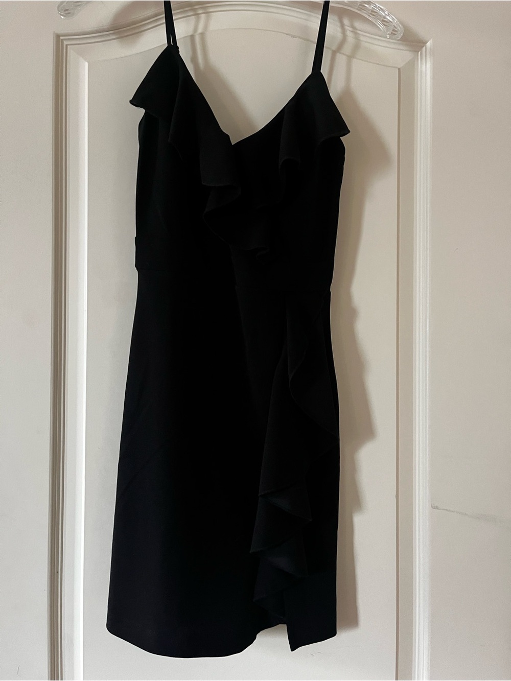 Honey & Rosie Black Ruffle V-Neck Adjustable Spaghetti Strap Dress Juniors XS
